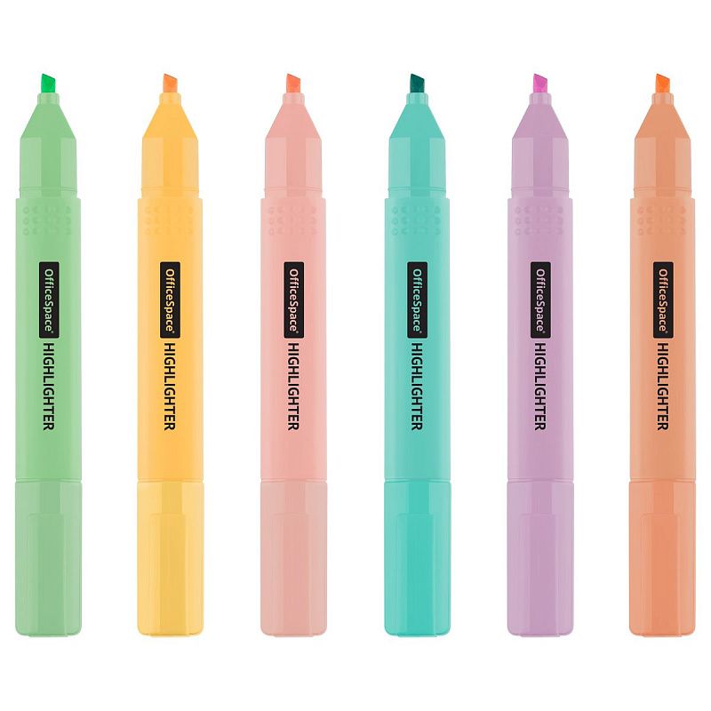 Набор текстовыделителей OfficeSpace 06цв., пастельные, 1-4мм, чехол с европодвесом 