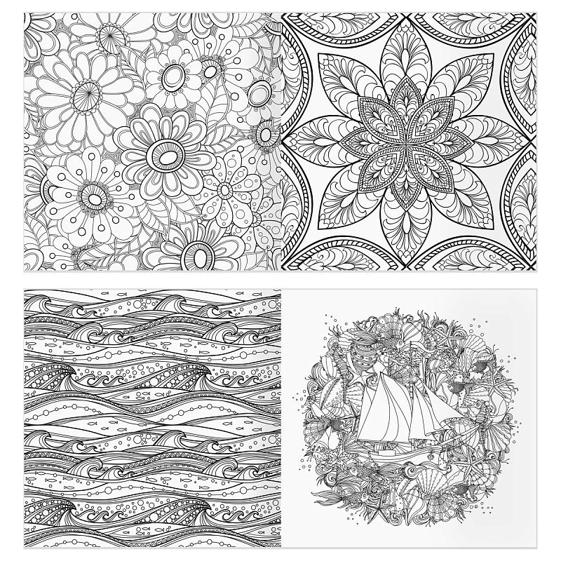 Раскраска для взрослых 228*228, 64 стр., ТРИ СОВЫ "Антистресс-терапия. Узоры", склейка