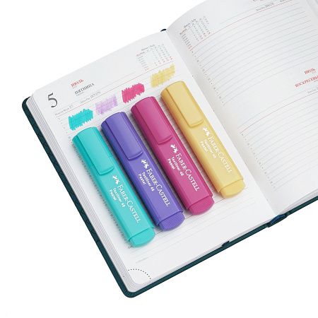 Набор текстовыделителей Faber-Castell "46 Superfluorescent+Pastel" 2 флуоресцентных цв. + 2 пастельных цв., 1-5м 
