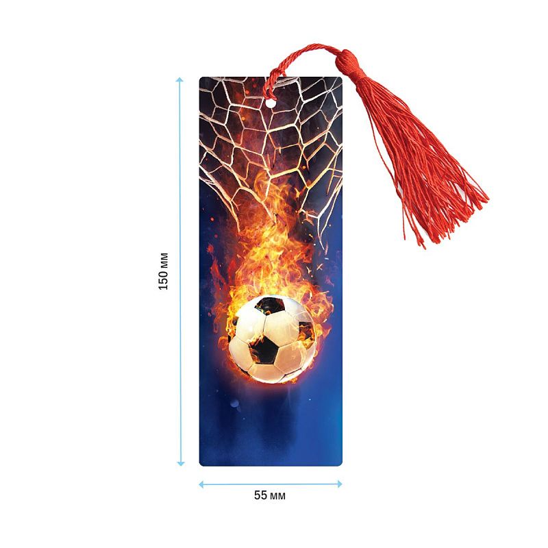 Закладка для книг 3D с линейкой, 150*55мм, ArtSpace "Fire ball", декоративный шнурок 