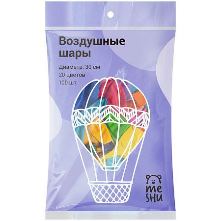 Воздушные шары,  100шт., М12/30см, MESHU, пастель, 20 цветов ассорти