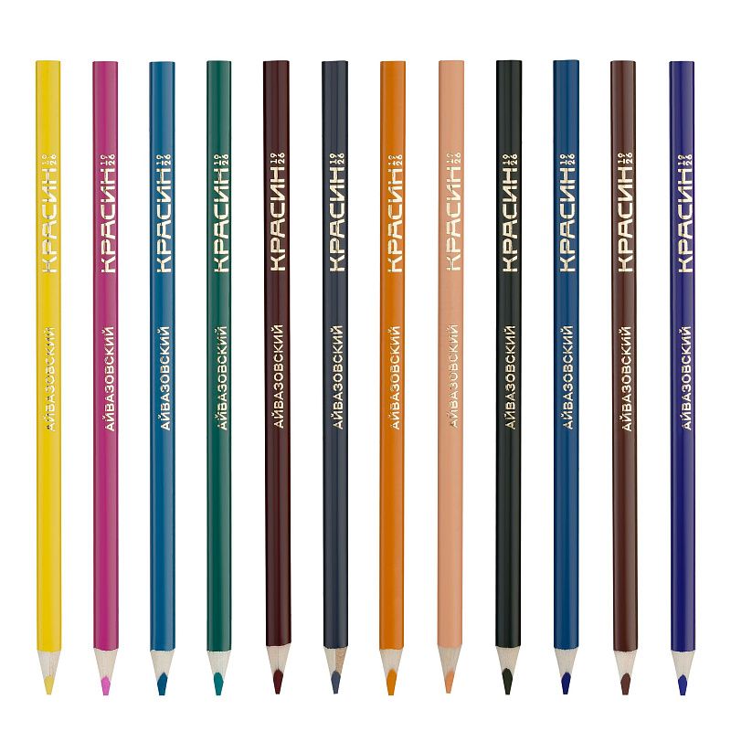Карандаши акварельные Красин "Айвазовский", 24цв., трехгран., заточен., картон, европодвес