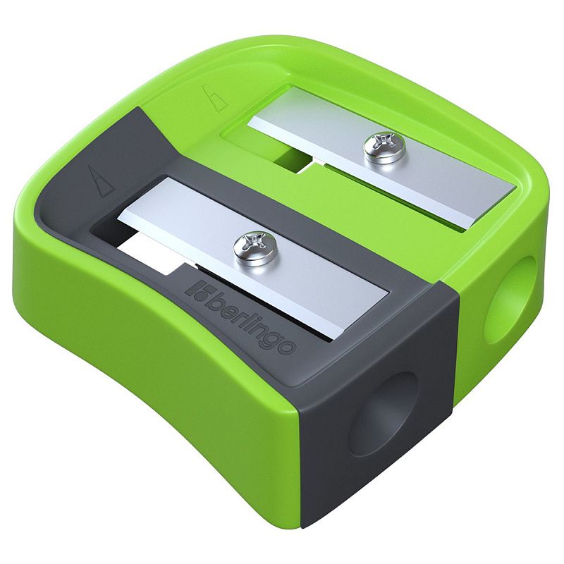 Точилка пластиковая Berlingo "Color Zone Duo", 2 отверстия, для цветных и ч/г карандашей, блистер, ассорти 