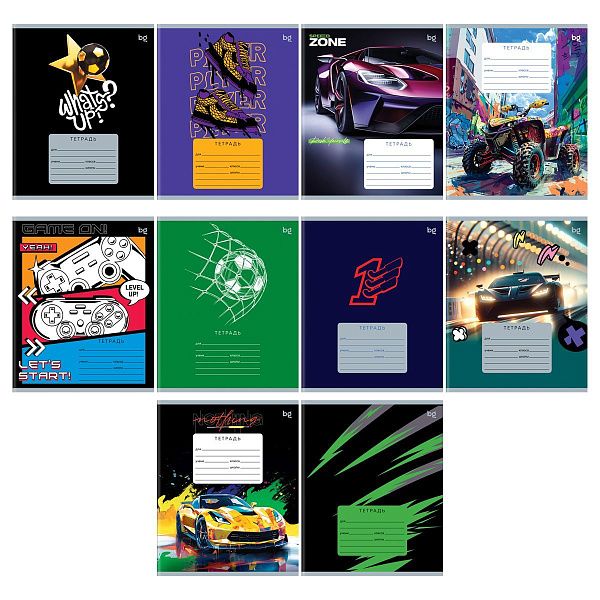 Тетрадь 18л., клетка BG "Микс-10. Мальчики", эконом