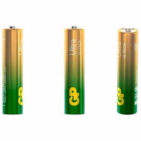 Батарейки КОМПЛЕКТ 2 шт., GP Ultra G-Tech, AAA (LR03, 24А), алкалиновые, мизинчиковые, 24AUA21-2CRSBC2