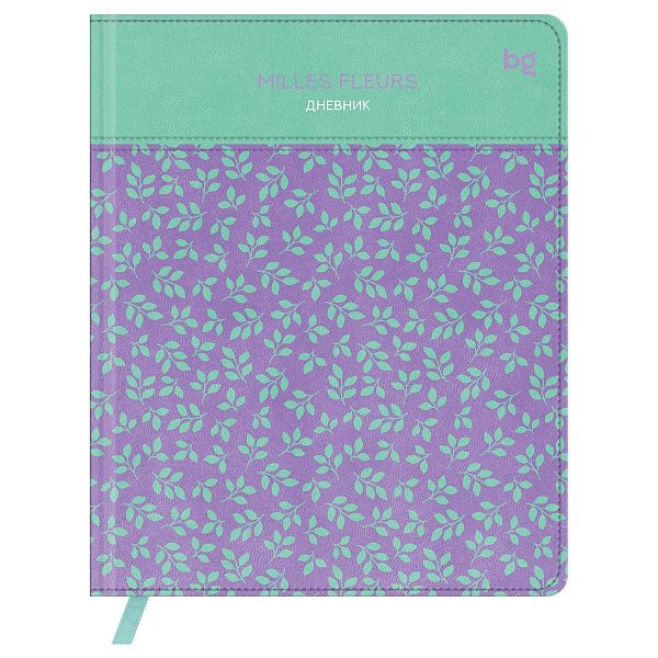 Дневник 1-11 кл. 48л. (твердый) BG "Pattern. Plants", иск. кожа, комбинирование материалов, печать, ляссе