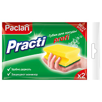 Губки для посуды Paclan "Practi Profi", поролон с абразивным слоем, 2шт.