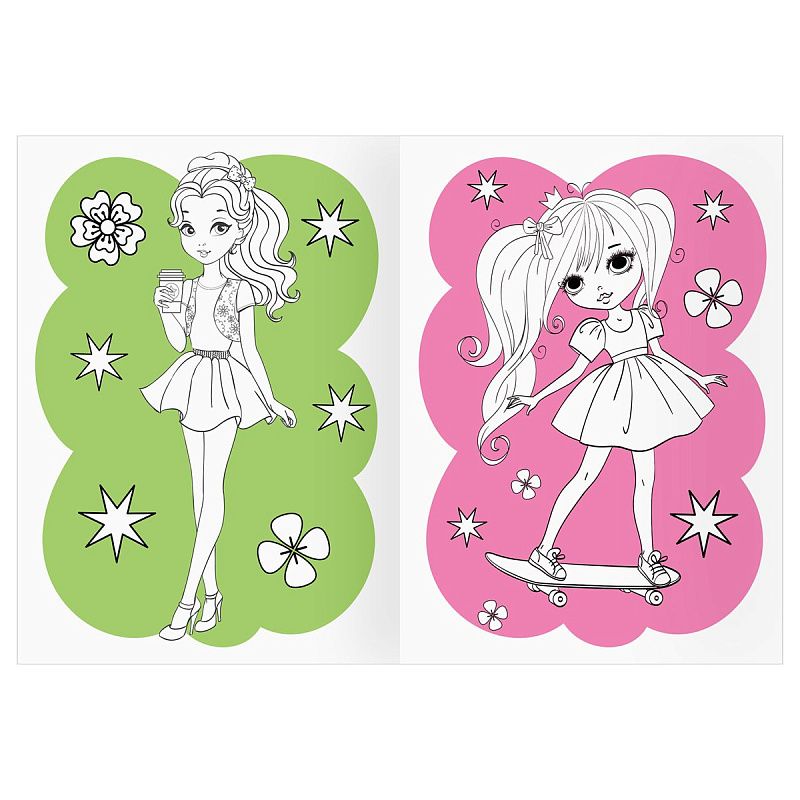 Раскраска А4 ТРИ СОВЫ "Подружки", 16стр., цветной фон