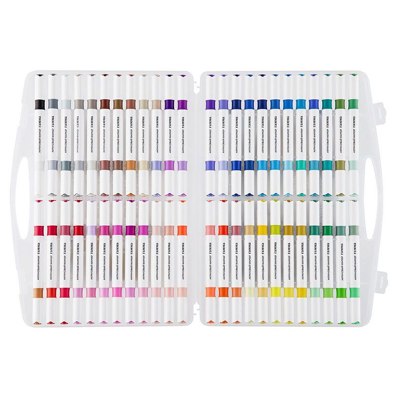 Маркеры акриловые Гамма "Классические", двухцветные, 48шт., 96 цв., пластик.бокс