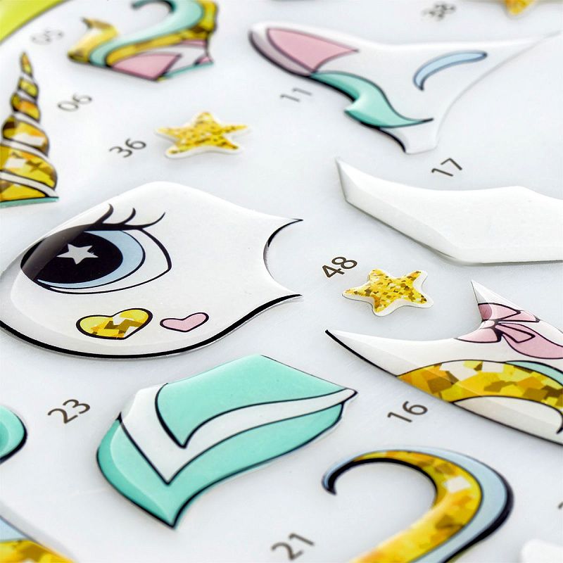 Аппликация наклейками ТРИ СОВЫ "Единорог", А4, 1 основа, объемные наклейки, картонный конверт