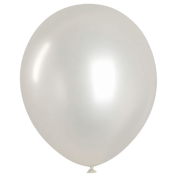 Воздушные шары,  50шт., М12/30см, MESHU, металлик, белый