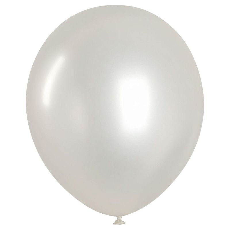 Воздушные шары,  50шт., М12/30см, MESHU, металлик, белый