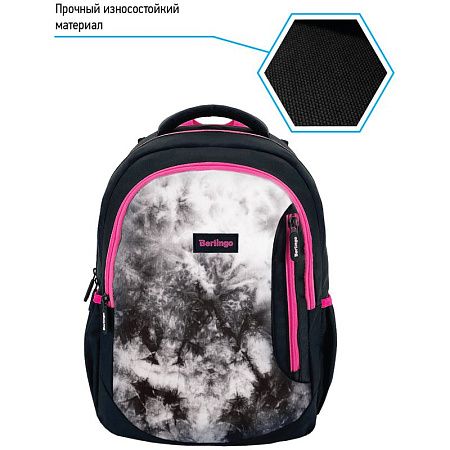 Рюкзак Berlingo Boom "Black-pink style" 38,5*29*12см, 2 отделения, 3 кармана, анатомическая ЭВА спинка 