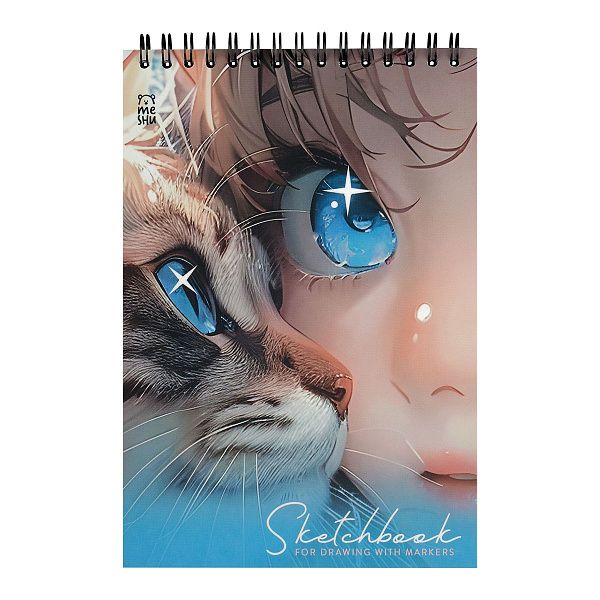 Скетчбук для рисования маркерами 50л. А5 на гребне MESHU "Сute girl", 90г/м2, soft-touch Скетчбук для рисования маркерами 50л. А5 на гребне MESHU "Сute girl", 90г/м2, soft-touch