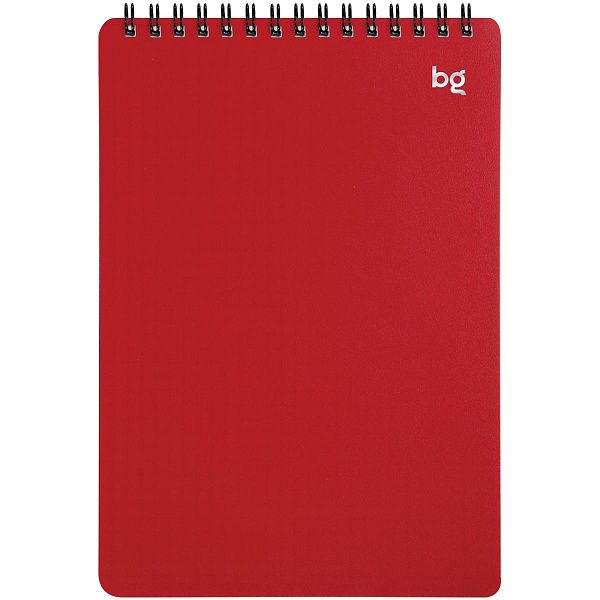 Блокнот А5 60л. на гребне BG "Base", красная пластиковая обложка, тиснение фольгой