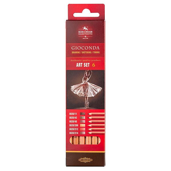 Пастельные карандаши Koh-I-Noor "Gioconda Soft 8826 Brown Line ", 6цв., картон. упак., европодвес