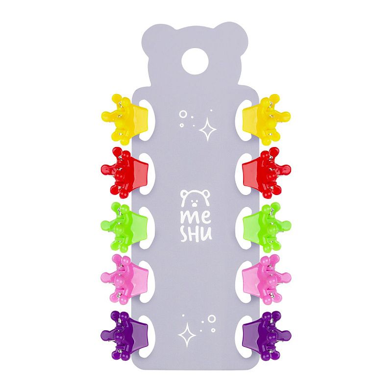 Заколки для волос MESHU, неоновые мини-крабики, 1см, 10шт., европодвес