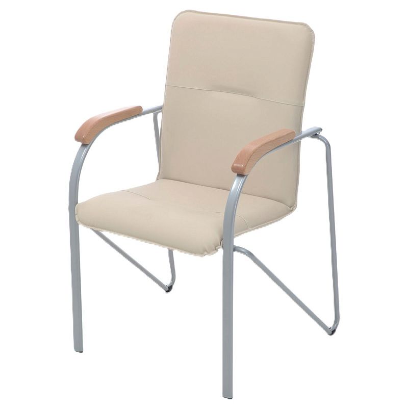 Стул Фабрикант "Самба", DO, №122, Бук (1007), AL, каркас алюм., обивка кожзам кремовый BOX4