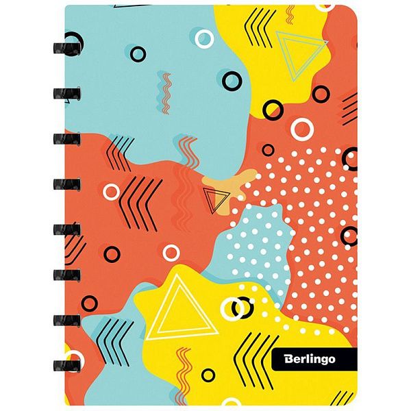 Бизнес-тетрадь А5+, 80л., Berlingo "Memphis", клетка, на кольцах, с возм. замены блока, 80г/м2, пластик. обложка 700мкм, линейка-закладка