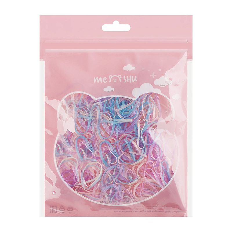 Резинки для волос MESHU, пастельные ассорти, 300шт., диаметр 2см, европодвес