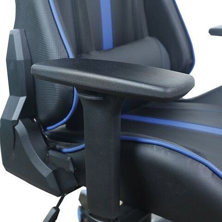 Кресло компьютерное BRABIX "GT Carbon GM-120", две подушки, экокожа, черное/синее, 531930