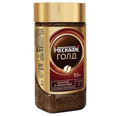 Кофе молотый в растворимом NESCAFE (Нескафе) "Gold", сублимированный, 95 г, стеклянная банка, 04813, 12326188