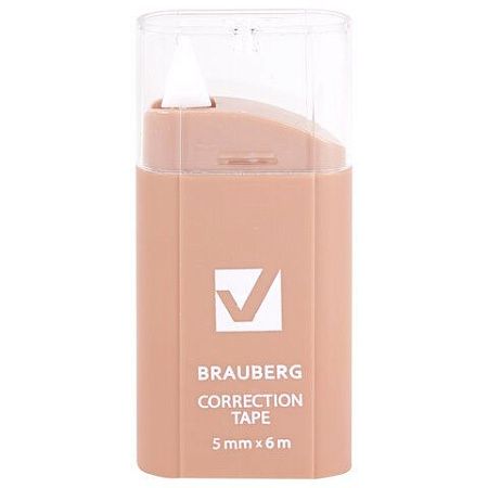 Корректирующая лента BRAUBERG COMPACT PASTEL, 5 мм х 6 м, КОМПЛЕКТ 6 штук, пенал с zip-lock, 272496