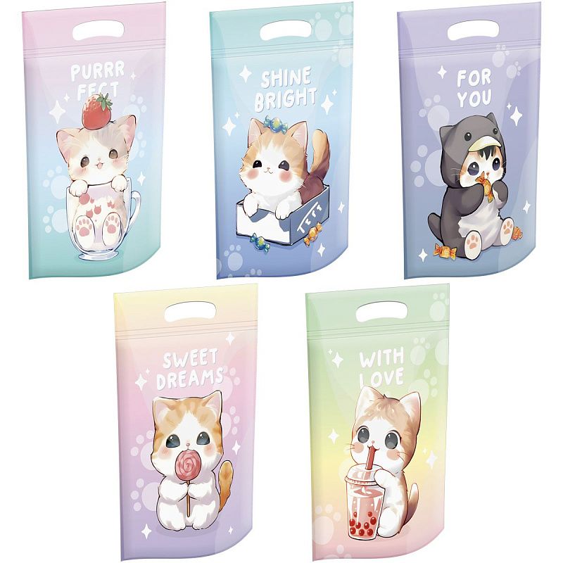Набор подарочных пакетов 15*22 см, зип-лок, MESHU "Cute kitten", 35шт.