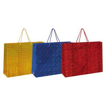 Пакет подарочный (1 шт.) 50x70x16см, "BIG SIZE", голография, ассорти 3 цвета, ЗОЛОТАЯ, 609732