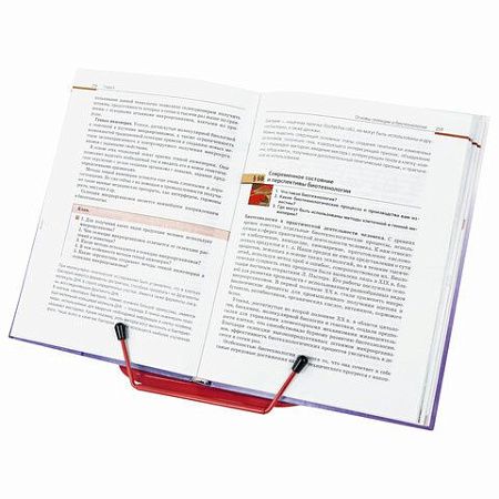 Подставка для книг и учебников BRAUBERG LINE+, металлическая, красная, европодвес, 238070 