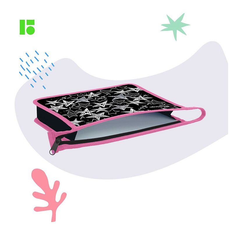 Папка для тетрадей 1 отделение, А5 Berlingo "Glossy stars", 240*205*40мм, пластик, на молнии 