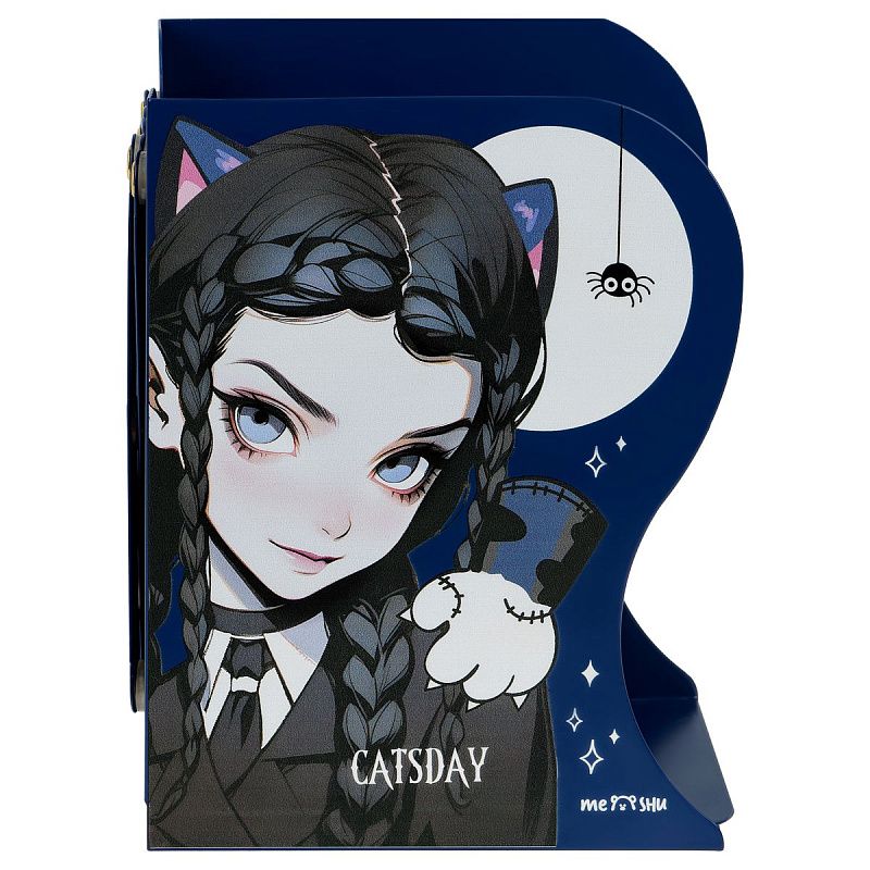 Подставка для книг MESHU "Catsday", металлическая, 3 отделения, раздвижная 