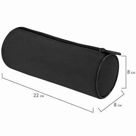 Пенал-тубус BRAUBERG, с эффектом Soft Touch, мягкий, Pure black, 272302 