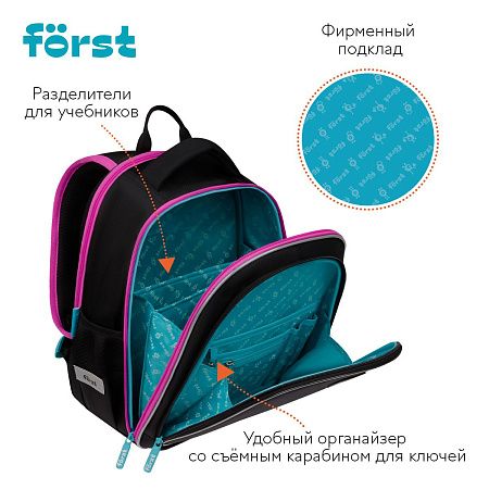 Рюкзак Först F-Cloud "Butterfly Harmony" 37*28,5*16,5см, 3 отделения, 3 кармана, анатомическая спинка 