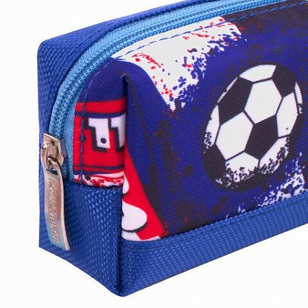 Пенал ЮНЛАНДИЯ, 1 отделение, полиэстер, "Football", синий, 19х4х6 см, 270270 
