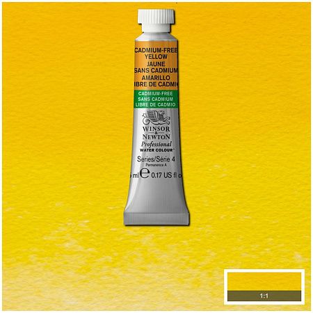 Акварель художественная Winsor&Newton "Professional", 5мл, туба, №890 бескадмиевый желтый