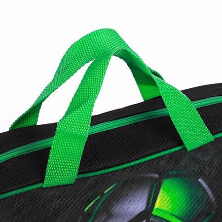 Папка на молнии с ручками BRAUBERG KIDS А4, 1 отделение, полиэстер, 80 мм, "Green ball", 272123 