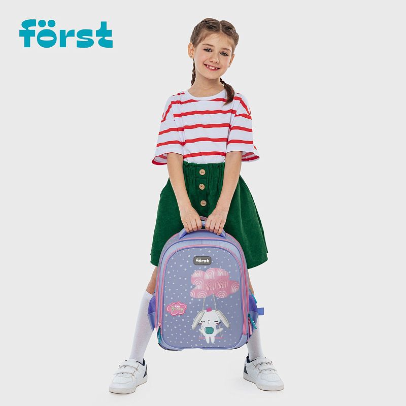 Рюкзак Först F-Cloud "Fluffy Bunny" 37*28,5*16,5см, 3 отделения, 3 кармана, анатомическая спинка 