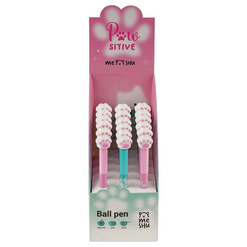 Ручка шариковая автоматическая MESHU "Spinner Paw" синяя, 0,7мм, корпус ассорти 