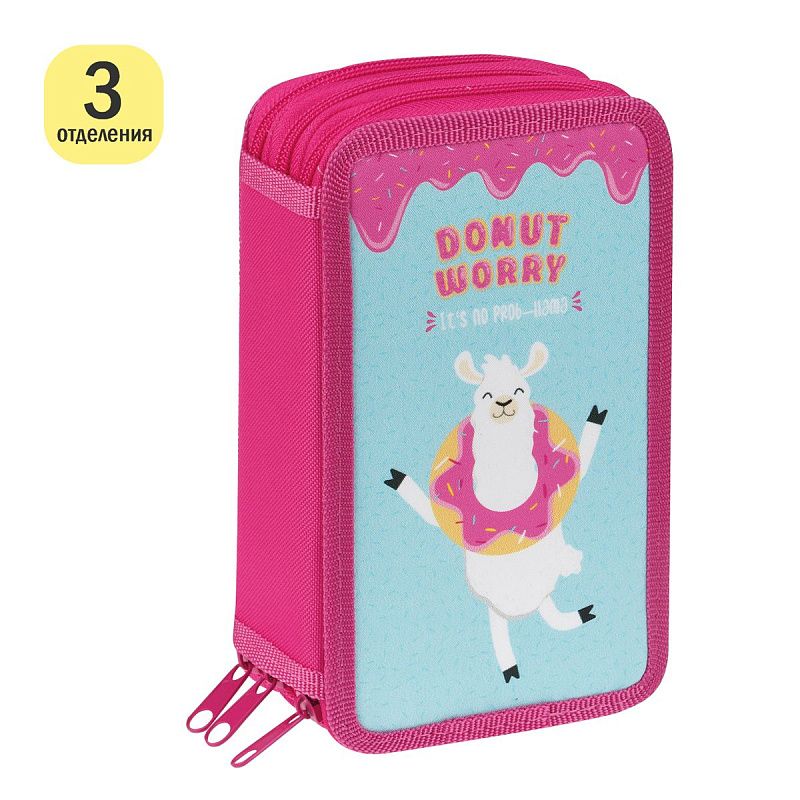 Пенал 3 отделения, 190*110 ArtSpace "No prob-llama", ткань 