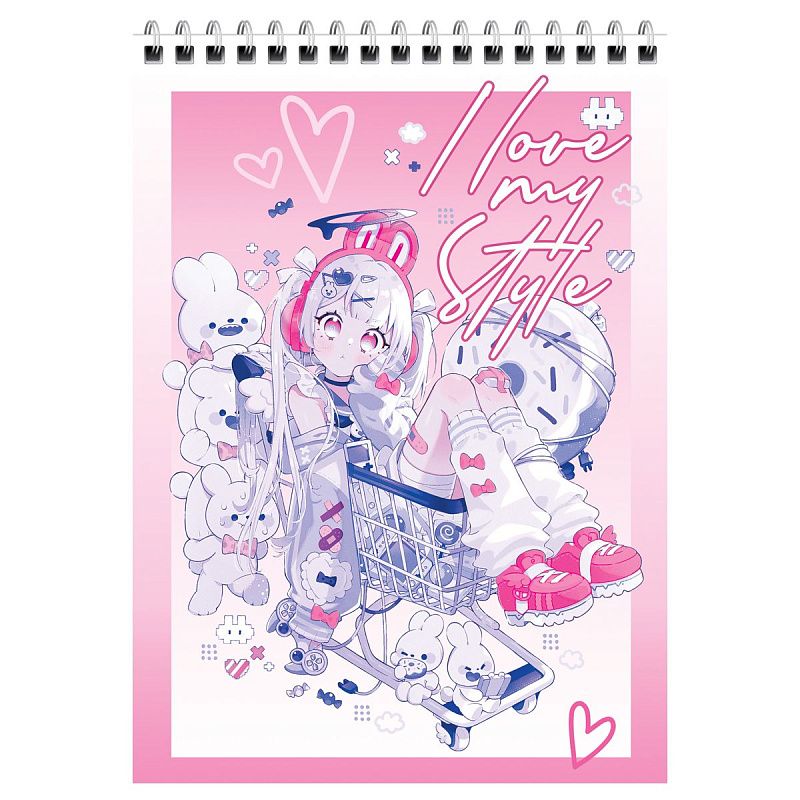 Блокнот А5 80л. на гребне BG "Стиль. Аниме", твердая подложка