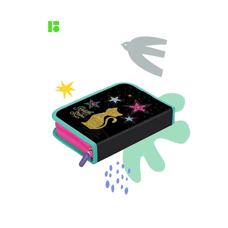 Пенал 1 отделение, 200*140*40 Berlingo "Star dream", 2 откидные секции, полиэстер 