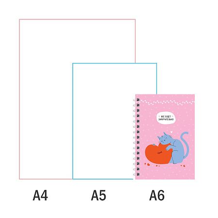 Записная книжка А6 120л., на гребне ArtSpace "Замурчательная история", твердая обложка, матовая ламинация