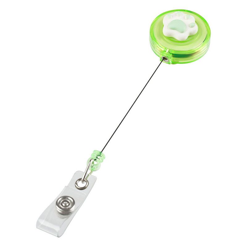 Держатель-рулетка для бейджей MESHU с топпером "Лапка", 75см, петелька, клип, ассорти, блистер