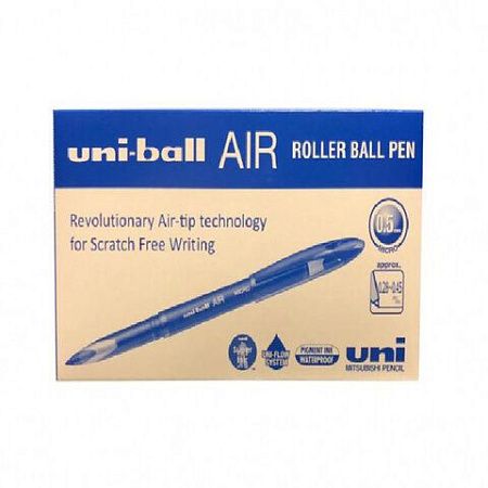 Ручка-роллер Uni-Ball "AIR Micro", СИНЯЯ, корпус белый, узел 0,5 мм, линия 0,24 мм, 15906, UBA-188-E WHITE 