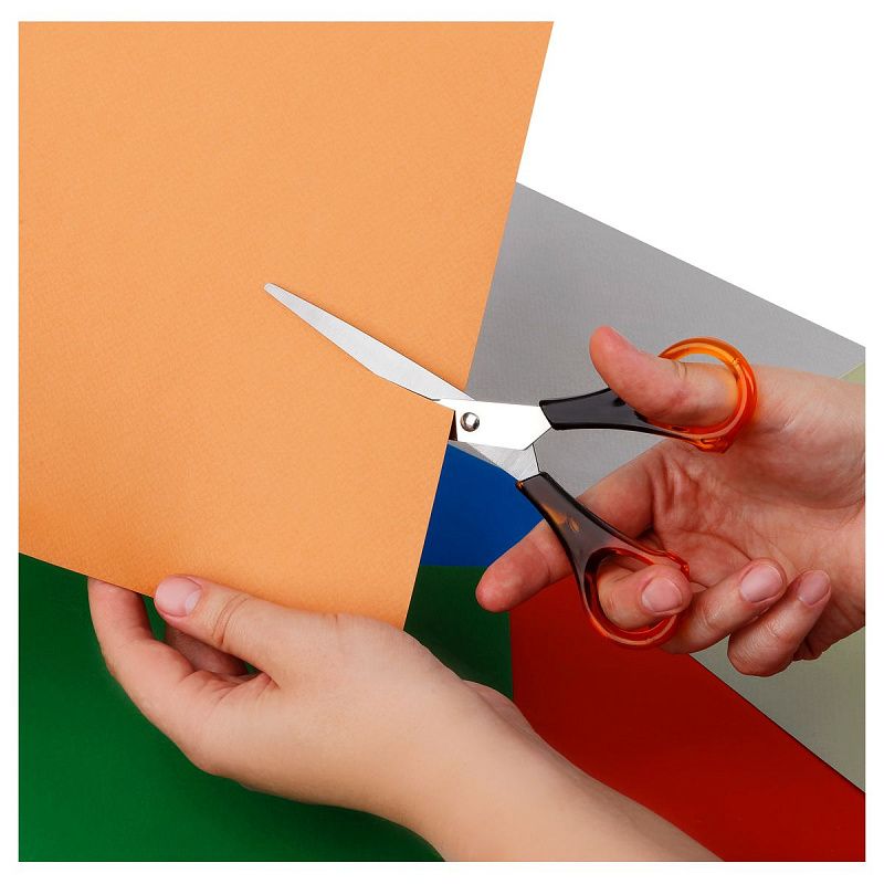 Ножницы OfficeSpace 20см, ручки под янтарь, ПВХ чехол с европодвесом