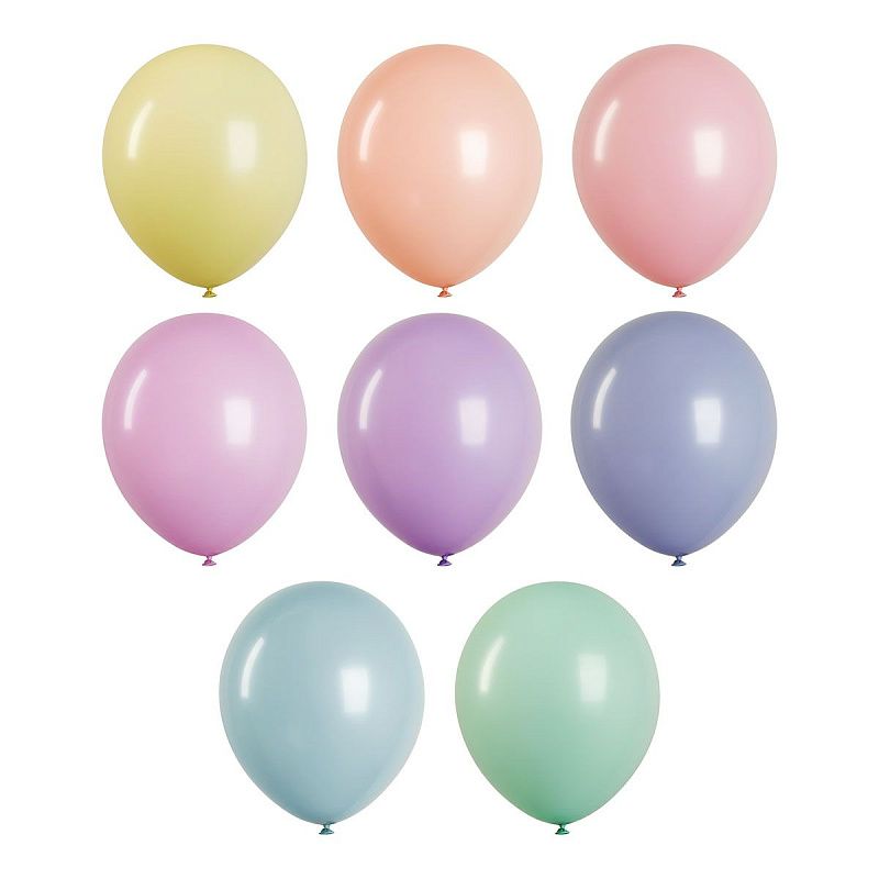 Воздушные шары,  50шт., М12/30см, MESHU "Macaroons", пастель, 8 цветов ассорти