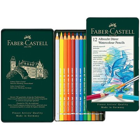 Карандаши акварельные художественные Faber-Castell "Albrecht Dürer", 12цв., метал. коробка