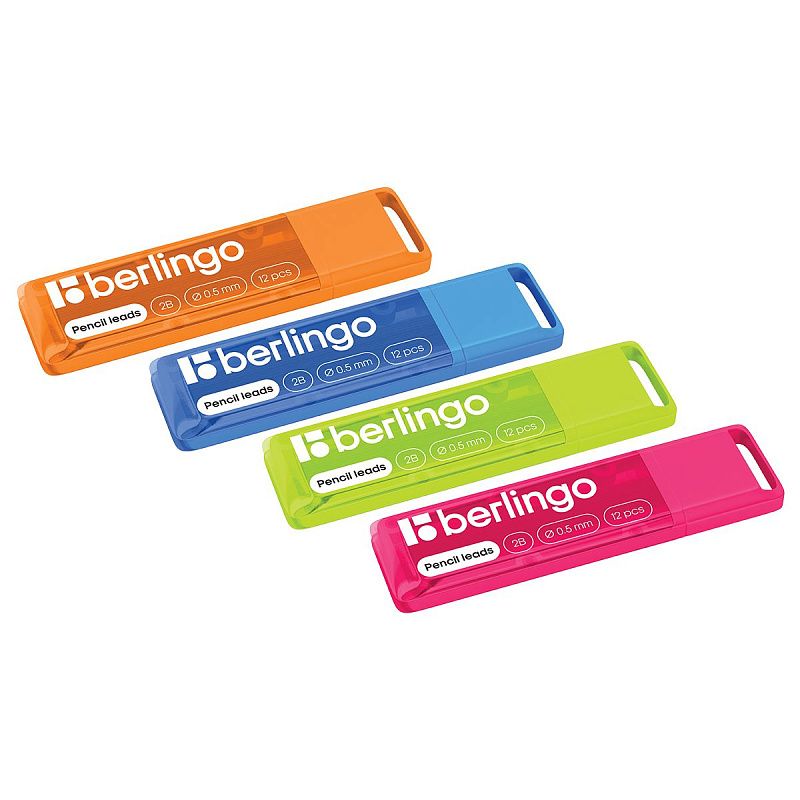 Грифели для механических карандашей Berlingo, 12шт., 0,5мм, 2B 