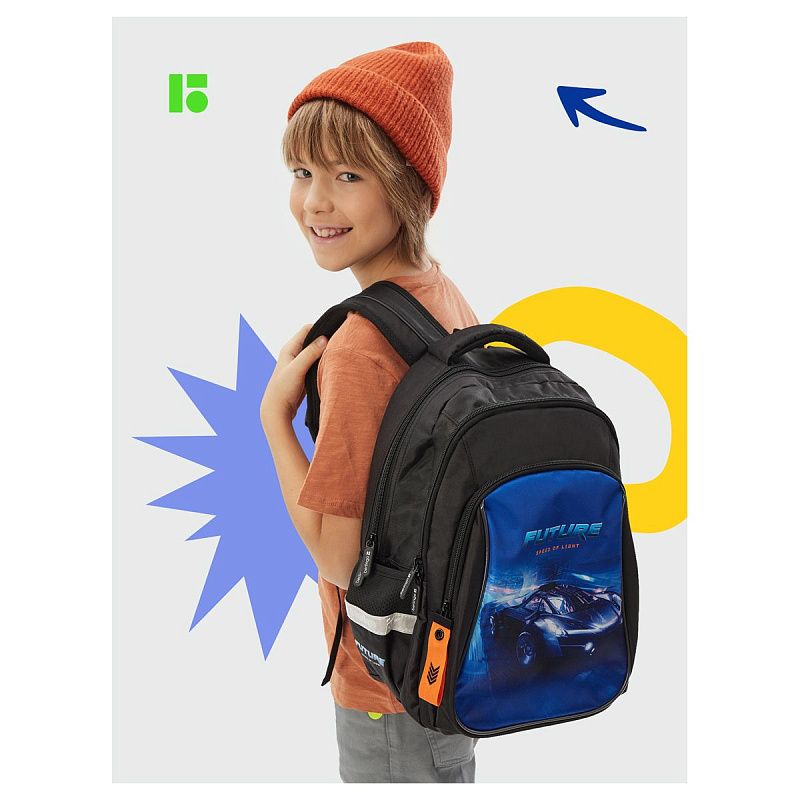 Рюкзак Berlingo Comfort "Speed of light" 38*27*18см, 3 отделения, 3 кармана, эргономичная спинка 